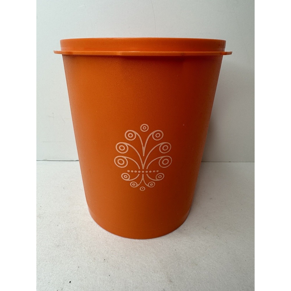 Vintage Tupperware Orange Harvest Servalier Canister 809-6 No Lid